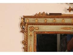 Antique Venetian Carved Gesso and Green Paint Decorated Mirror