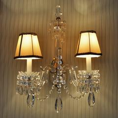Pair of Antique Victorian Cut-Crystal Two-Light Sconces