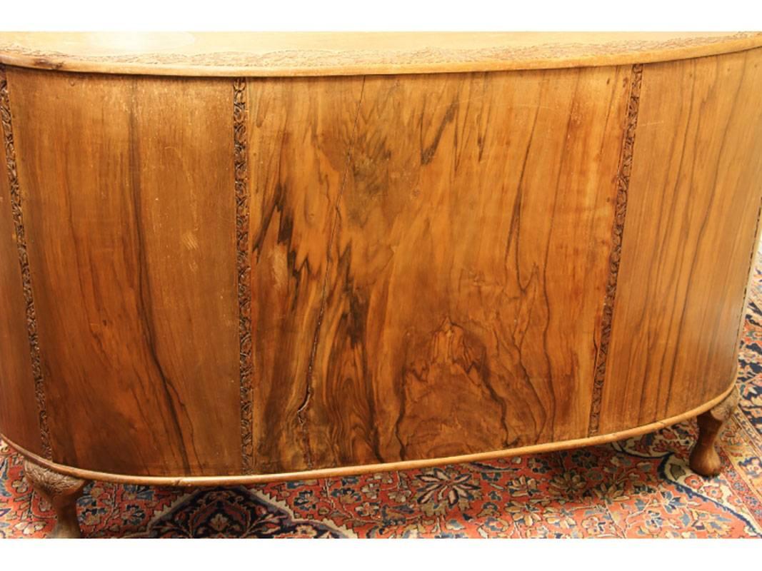 20th Century French Art Deco Carved Rosewood Kidney Desk