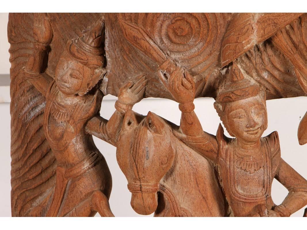 Indonesian Carved Sculpture of a Processional on a Plinth Base 1