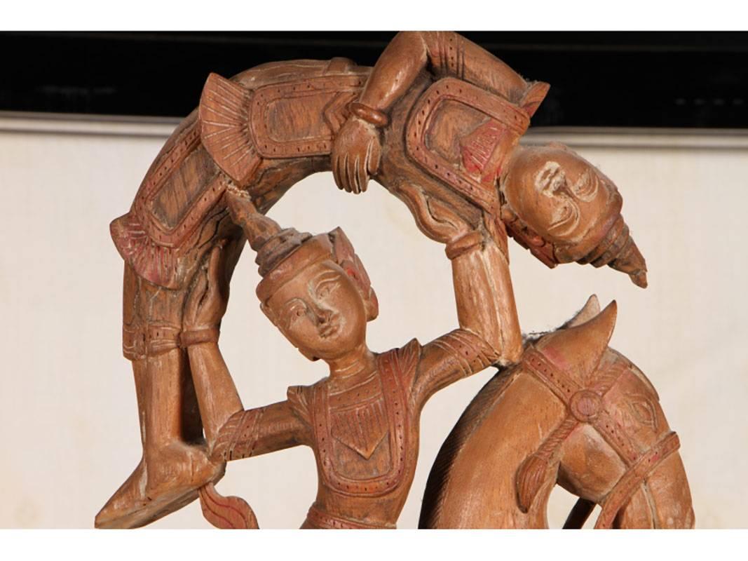Tribal Carved Indonesian Sculpture on Plinth Base