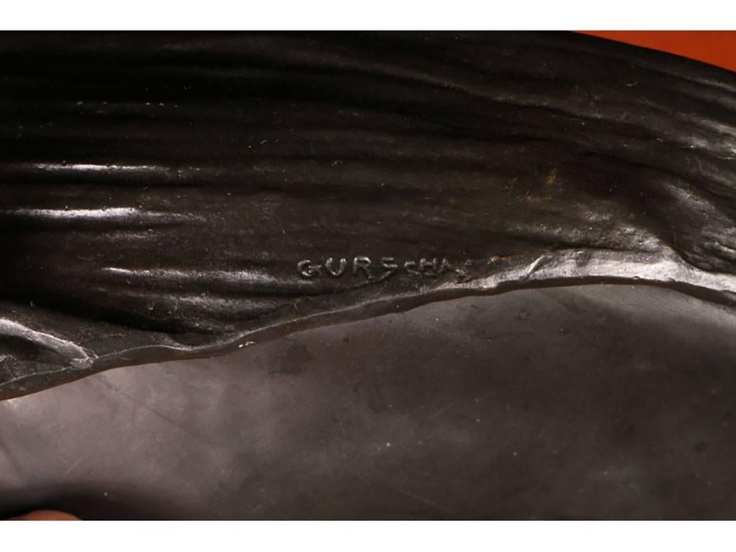 20th Century Gustave Gurschner Vide Poche Bronze Figural Dish