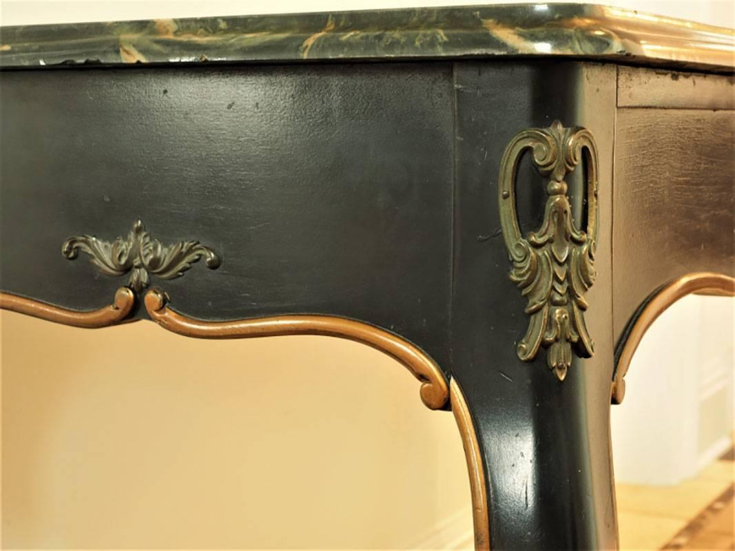 Hand-Painted French Style Top Writing Table with Faux Stone Top