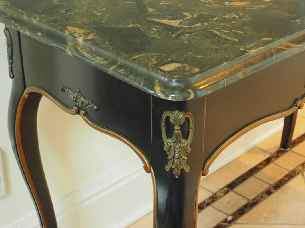 20th Century French Style Top Writing Table with Faux Stone Top