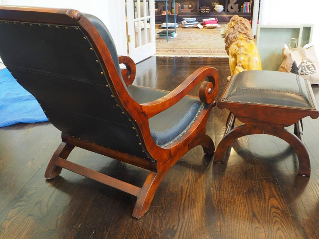 Anglo Indian Chair and Ottoman In Good Condition In Bridgeport, CT