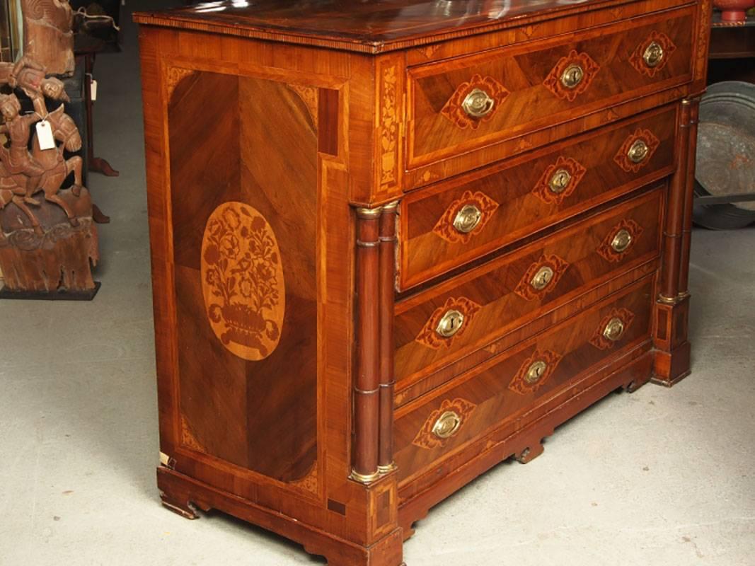 Mahogany Antique Continental Inlaid Chest