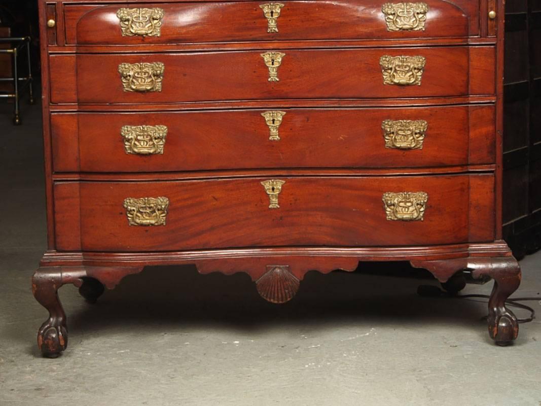 Chippendale Antique American Inlaid Serpentine Desk For Sale