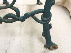 Antique Green Cast Iron Grotto / Garden Bench