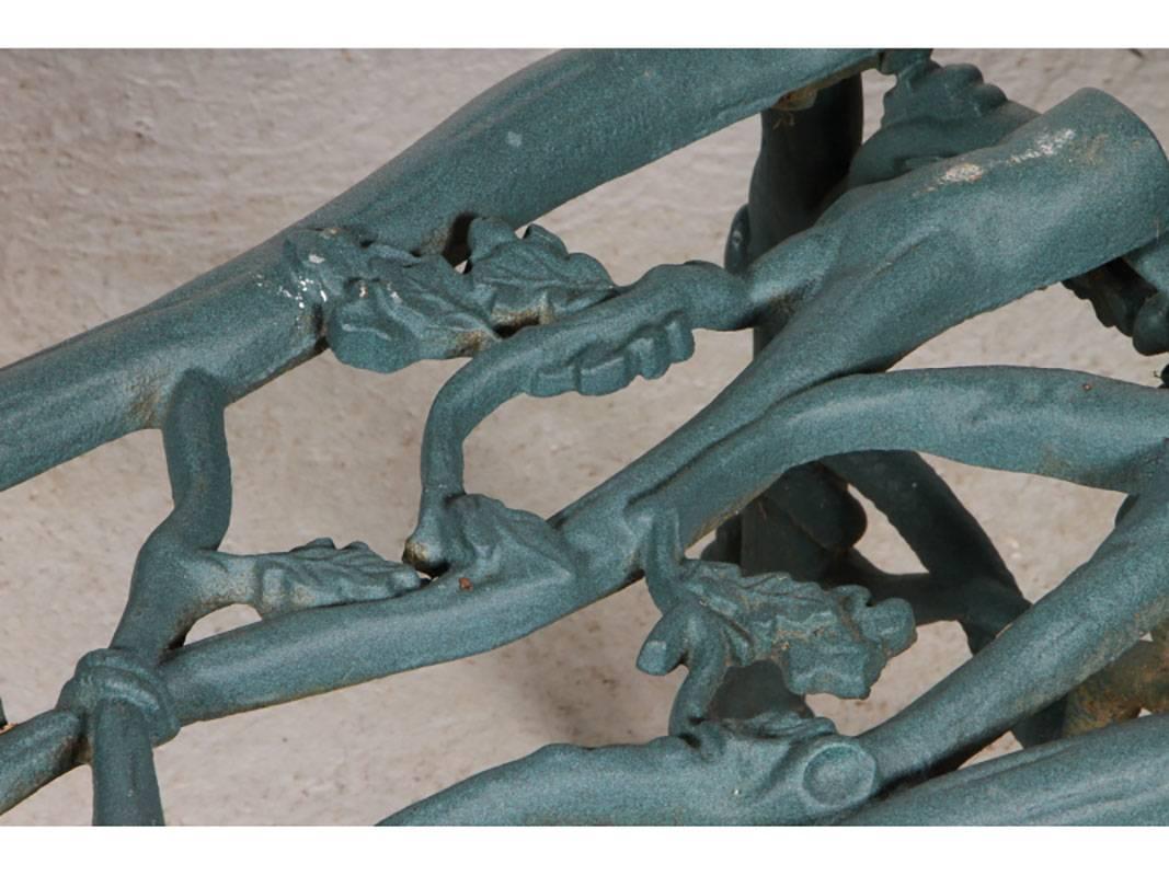 Antique Green Cast Iron Grotto / Garden Bench 1