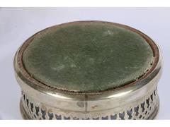 Set of Eight Vintage Silver Plate and Wood Coasters