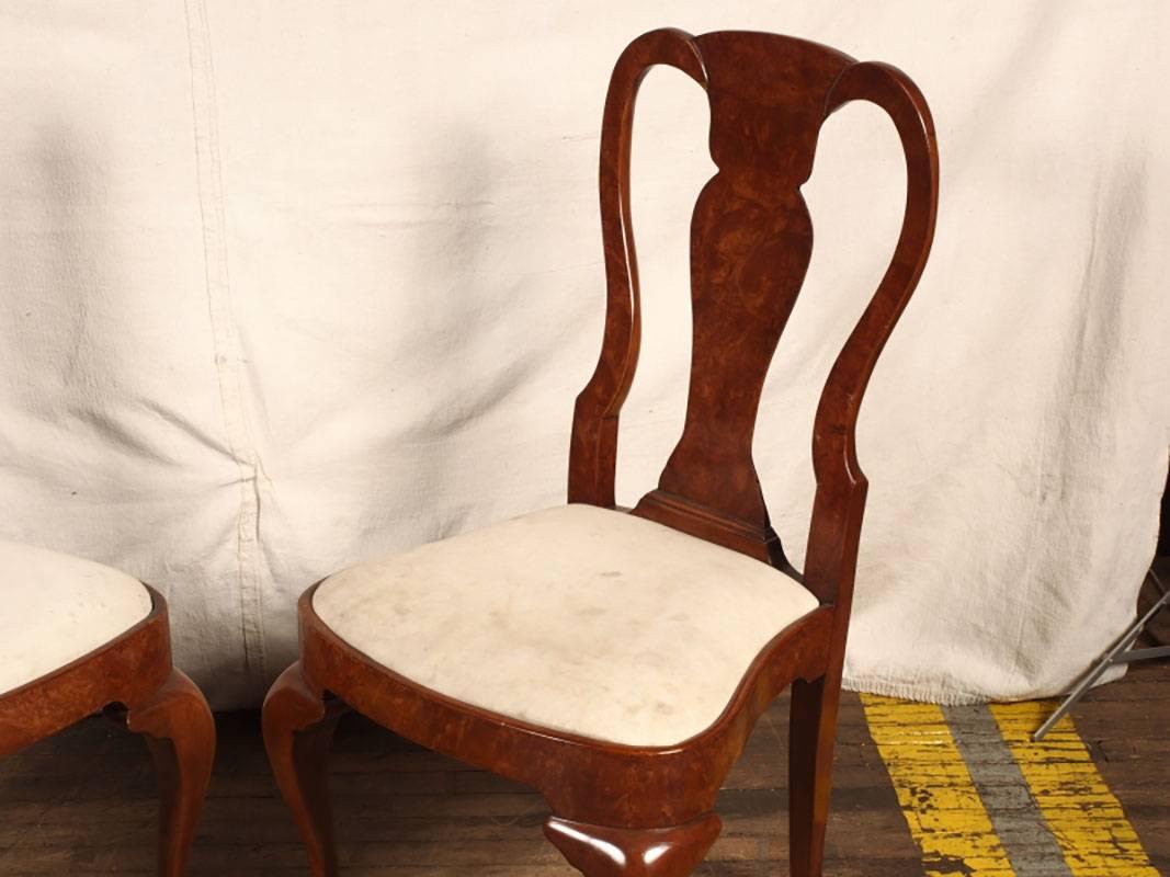 Exceptional Set of 11 Queen Anne Style Burl Wood Dining Chairs In Good Condition In Bridgeport, CT