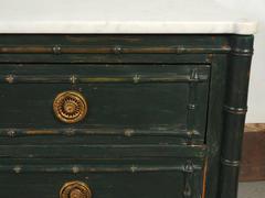 19th Century English Brighton Bamboo Form Chest with Marble Top