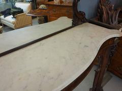 Antique Rosewood Marble-Top Mirrored Server