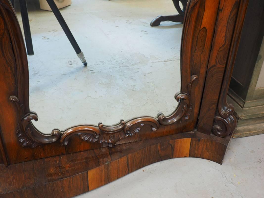19th Century Antique Rosewood Marble-Top Mirrored Server For Sale