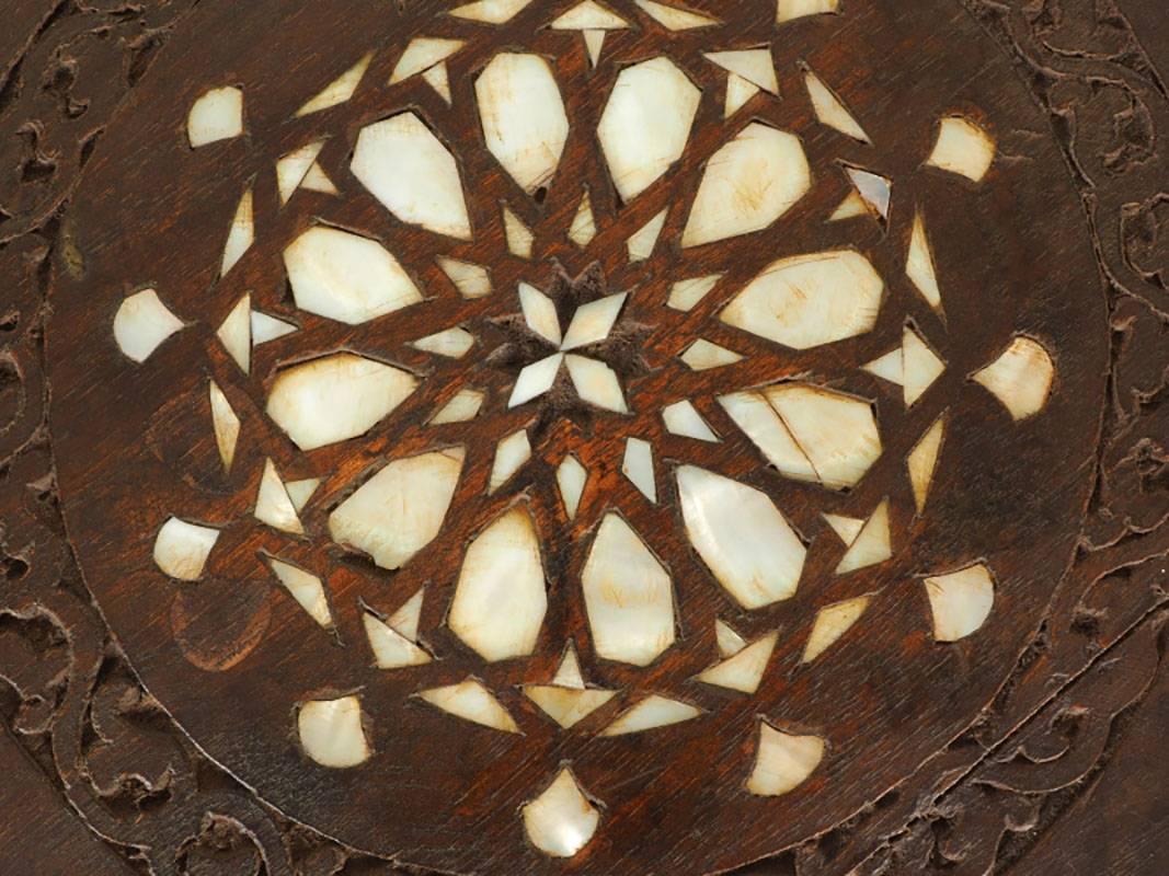 Mother-of-Pearl Indian Carved and Inlaid Occasional Table