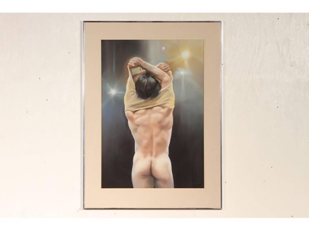 American Nude Male Pastel by Beverly Lopez