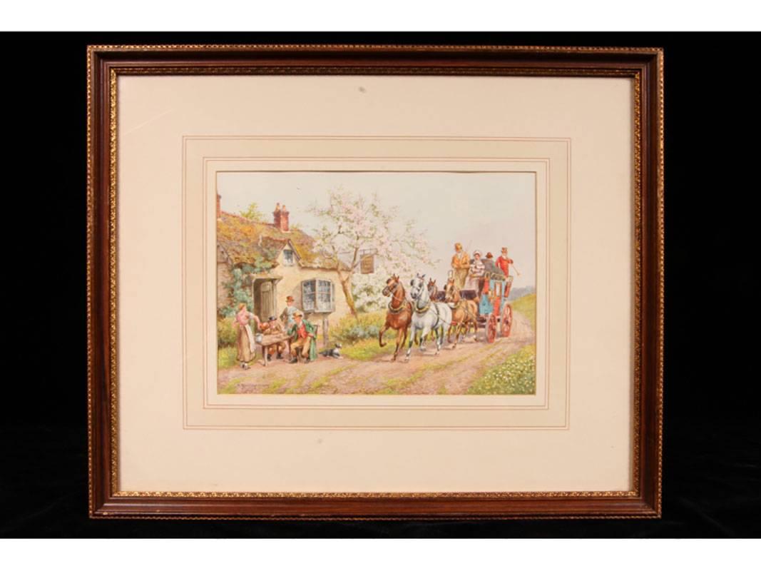 A set of four superb watercolors, representing the four seasons in a horse and coach genre. Each signed H. Murray. Custom matted and framed.
Good condition, consistent with age and handling. The dimensions below are the frame size for each