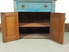 Antique Blue Paint Decorated Cupboard
