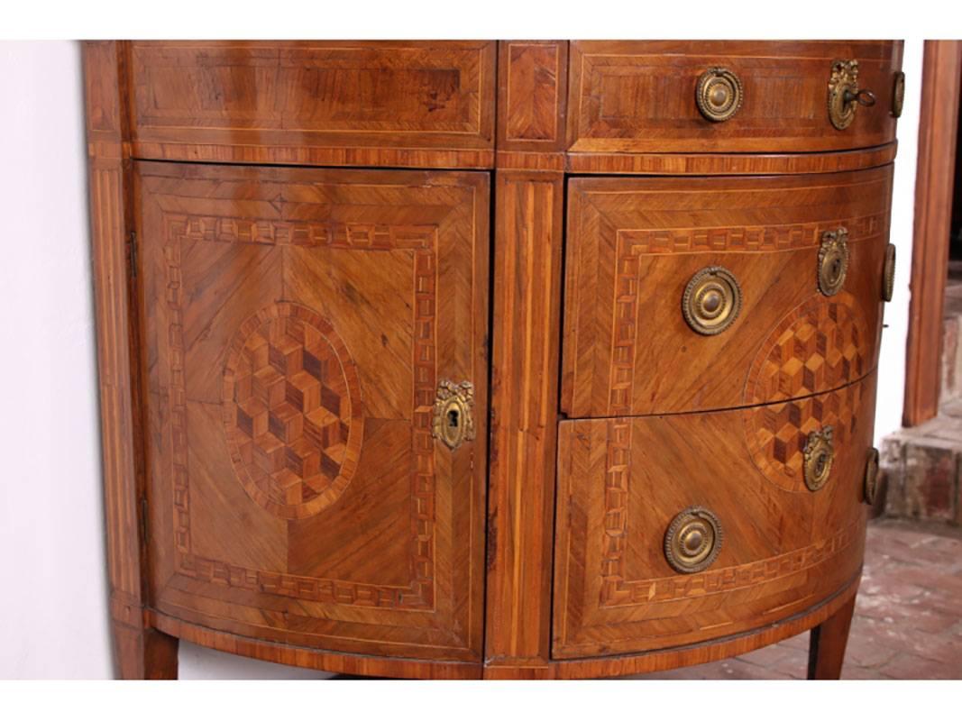 18th Century Demilune Cabinet with Marble Top 3