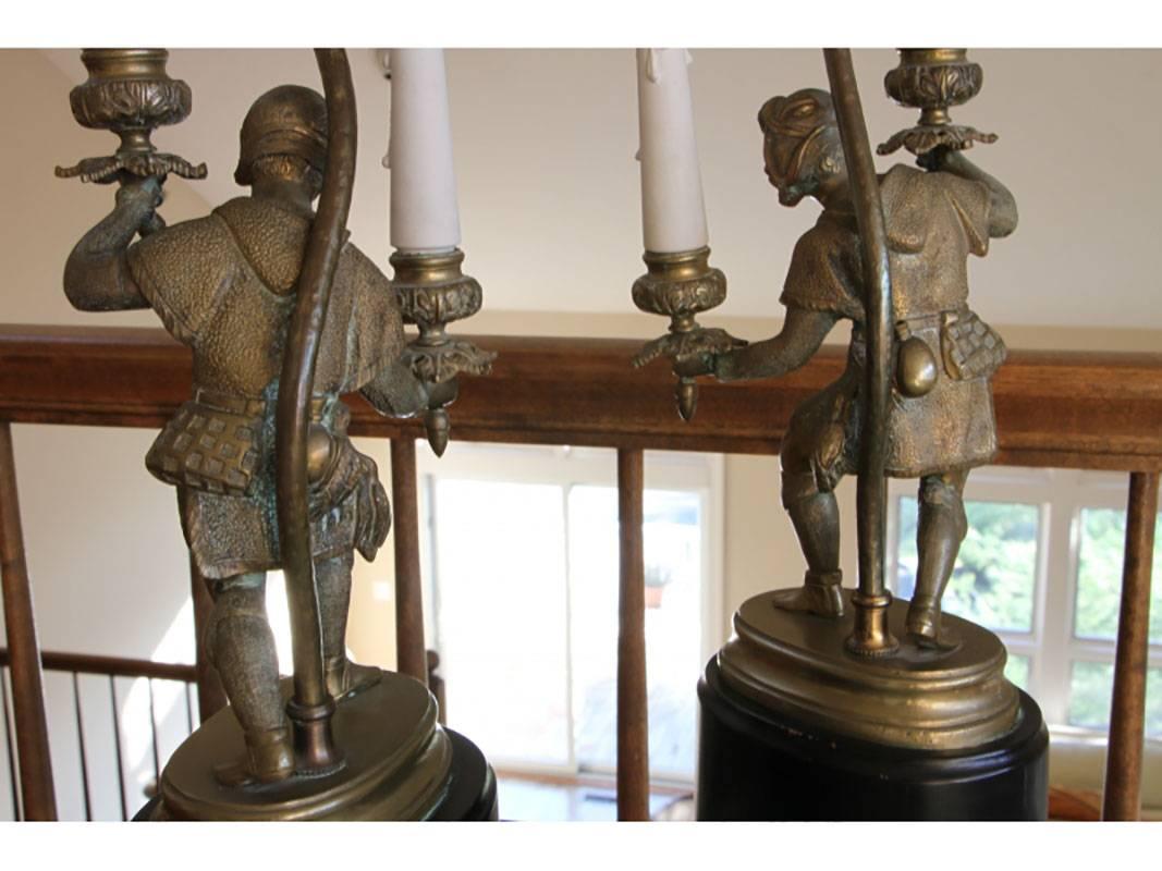 20th Century Pair of Finely Cast Renaissance Revival Figural Lamps