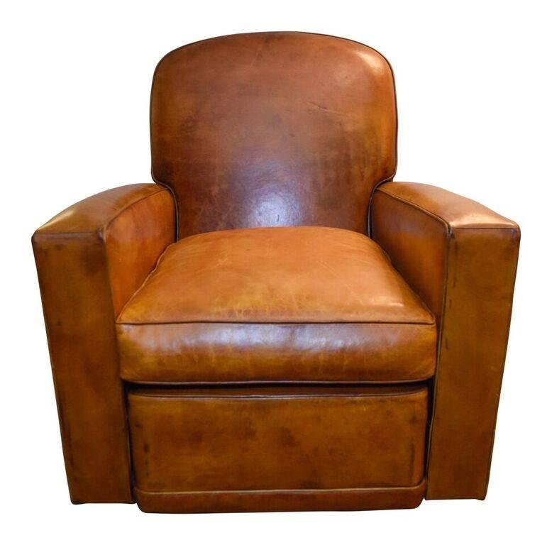 Art Deco French Leather Club Chair
