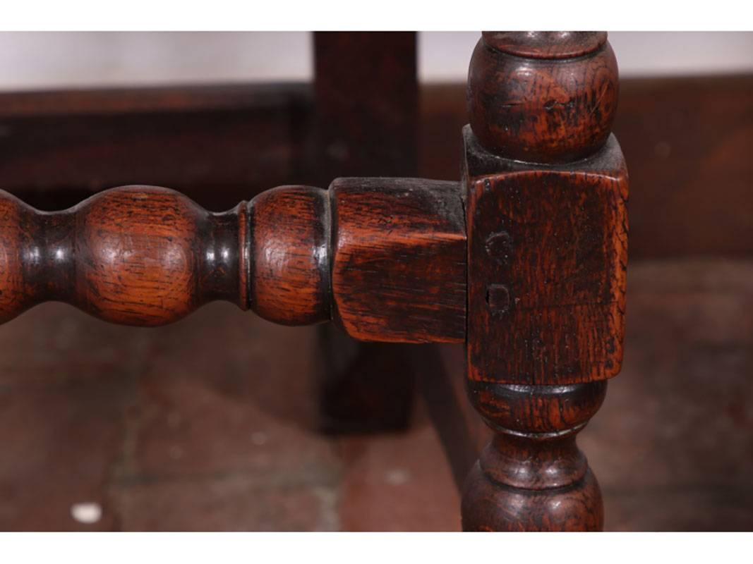 Jacobean Pair of 18th Century Oak Hall Chairs, circa 1740