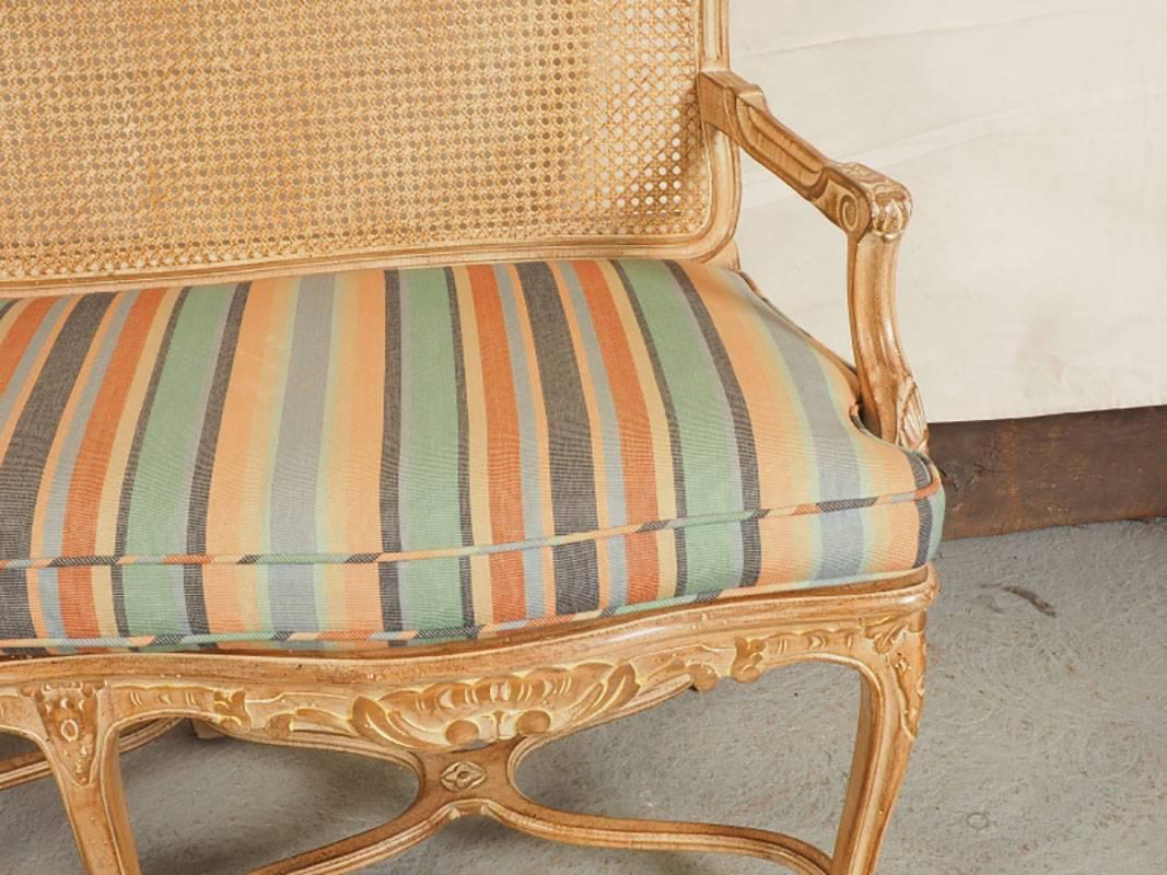 French Provincial Country French Caned Settee