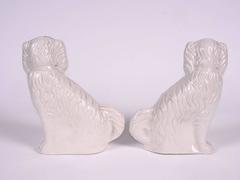 Pair of Lilac Lustre Spaniel Staffordshire Mantel Dogs