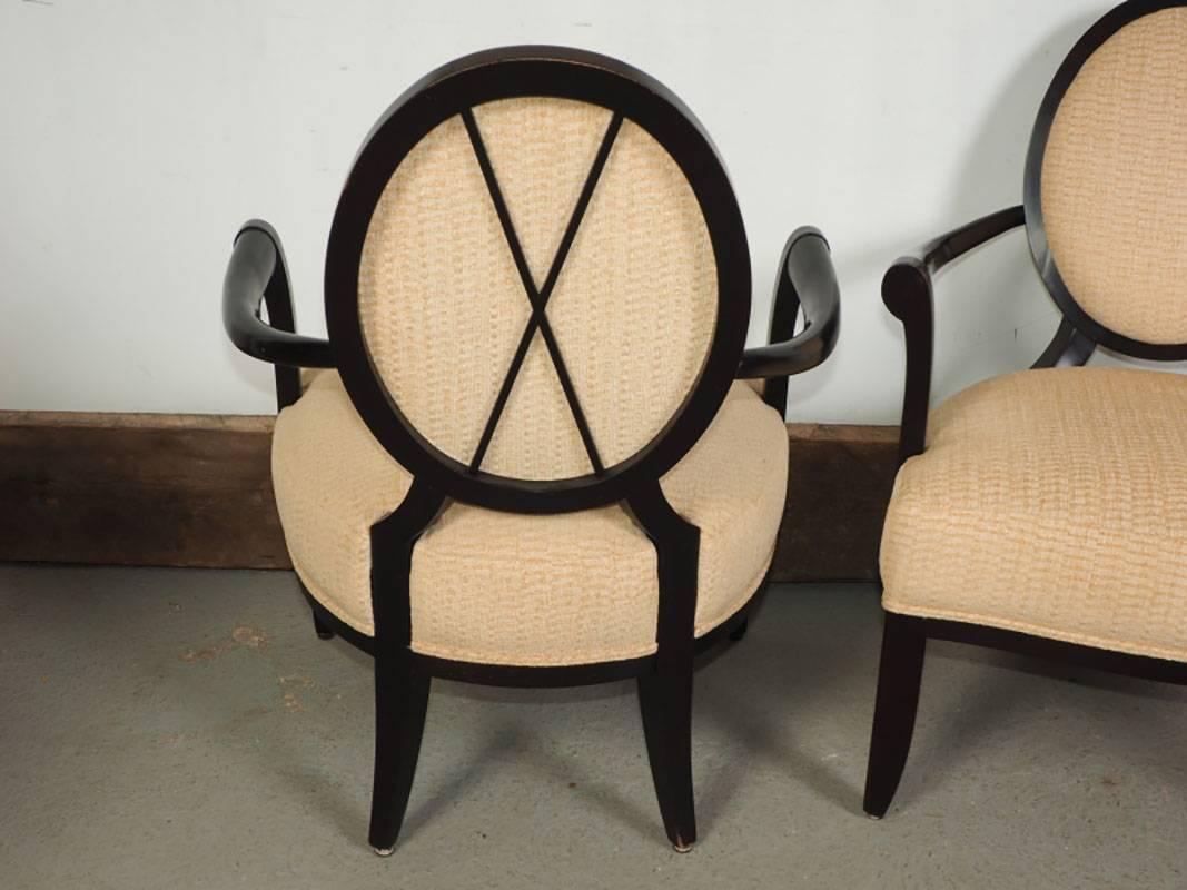Mid-Century Modern Pair of Oval X-Back Chairs by Barbara Barry for Baker Furniture
