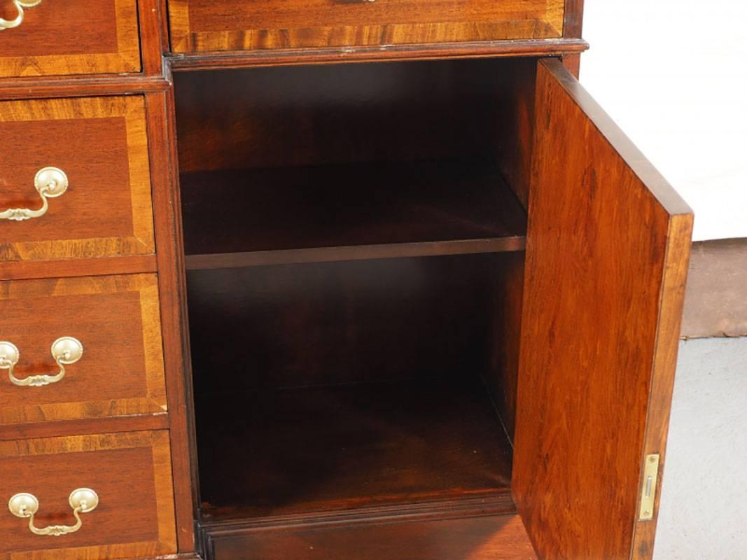 American Benck Furniture NYC, Mahogany Secretaire Bookcase Cabinet