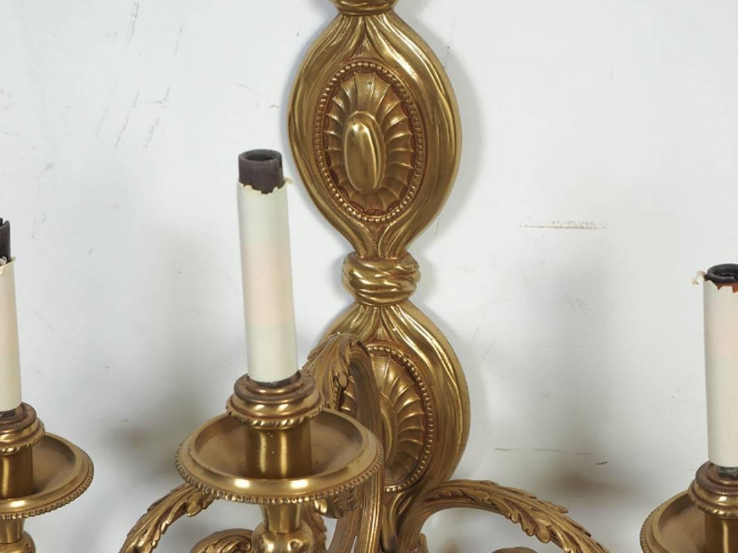 Pair of Exceptional Brass Wall Sconces 1