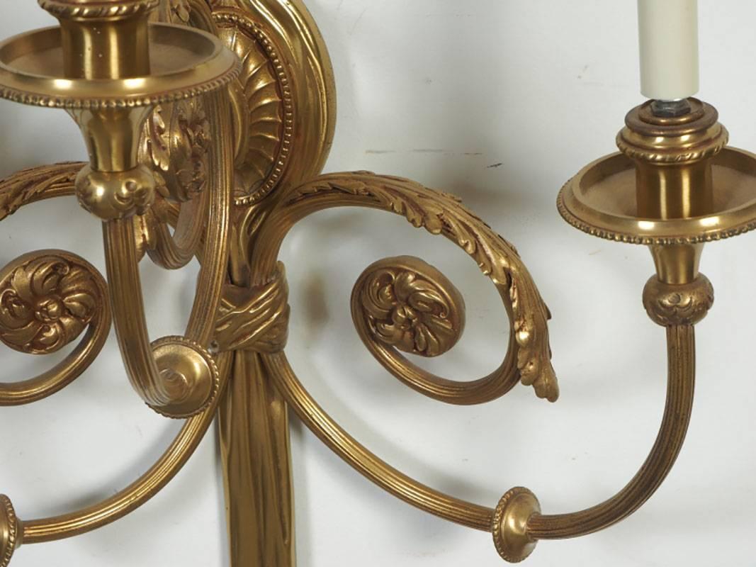 Pair of Exceptional Brass Wall Sconces 4