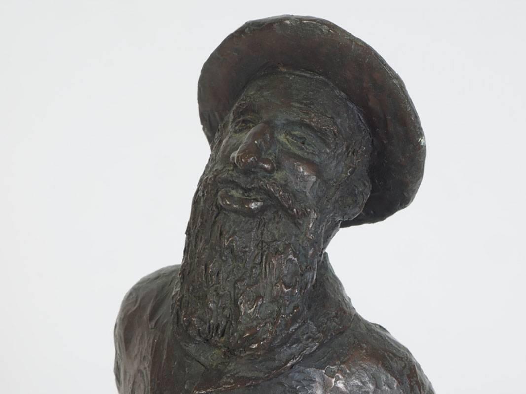 Mid-Century Modern H.W. Hauptman Bronze Sculpture of a Judaic Figure, Limited Edition