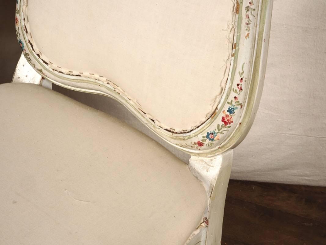Eight Country French Side Dining Chairs with Hand-Painted Details 4