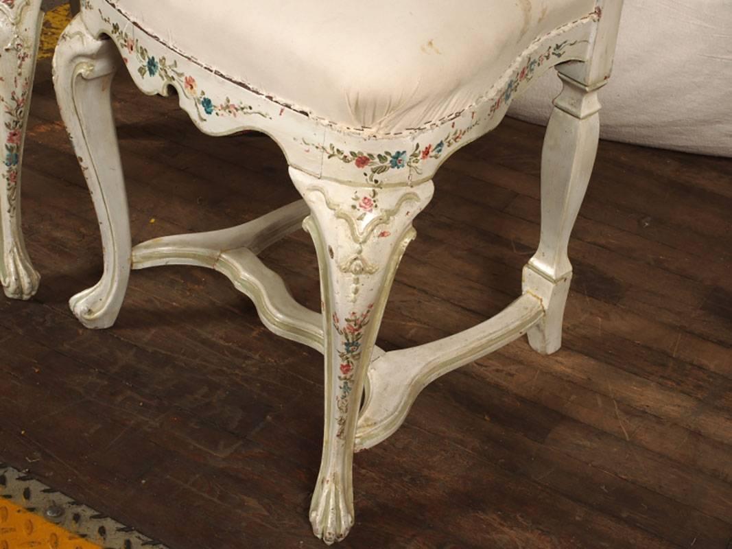 Eight Country French Side Dining Chairs with Hand-Painted Details 5