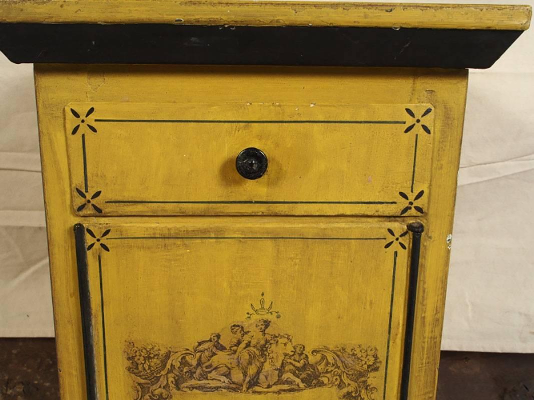 Antique French Mustard Tole Cabinet In Good Condition In Bridgeport, CT