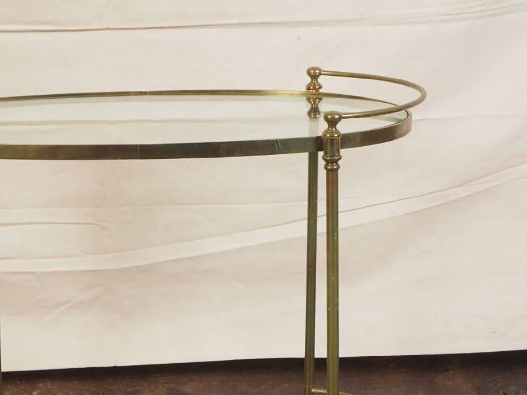 Brass and Glass Bar Cart In Good Condition In Bridgeport, CT