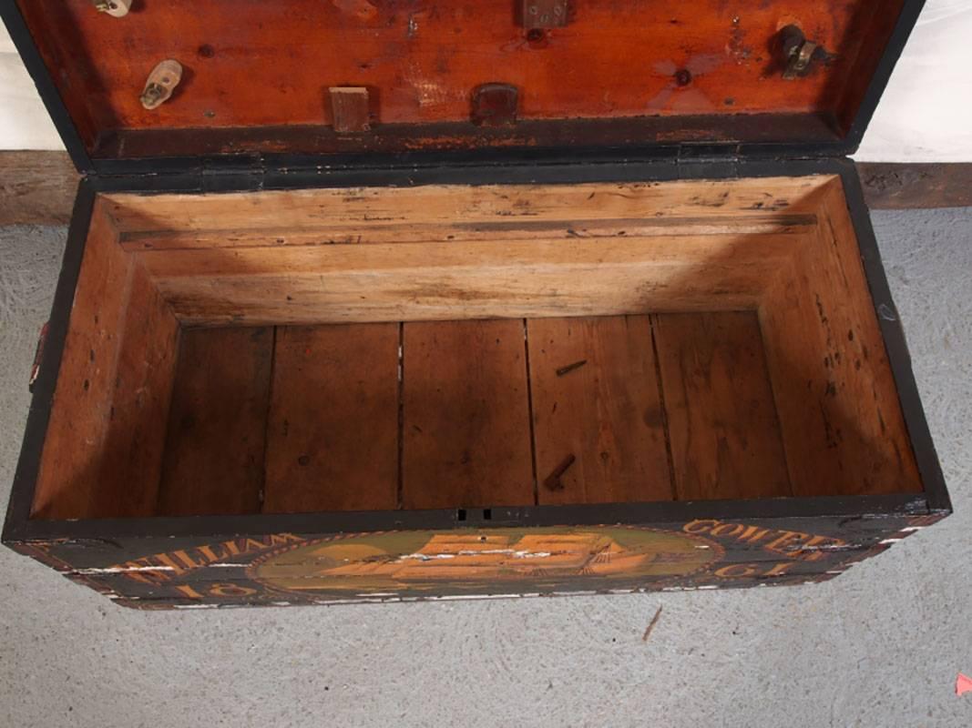 Antique Sailor's Sea Chest In Good Condition In Bridgeport, CT