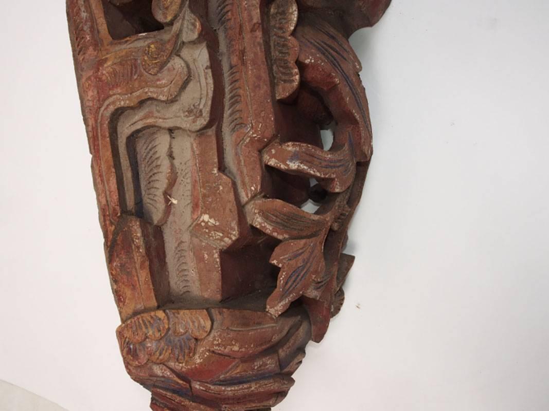 Pair of Antique Carved Wood Figural Corbels In Good Condition In Bridgeport, CT