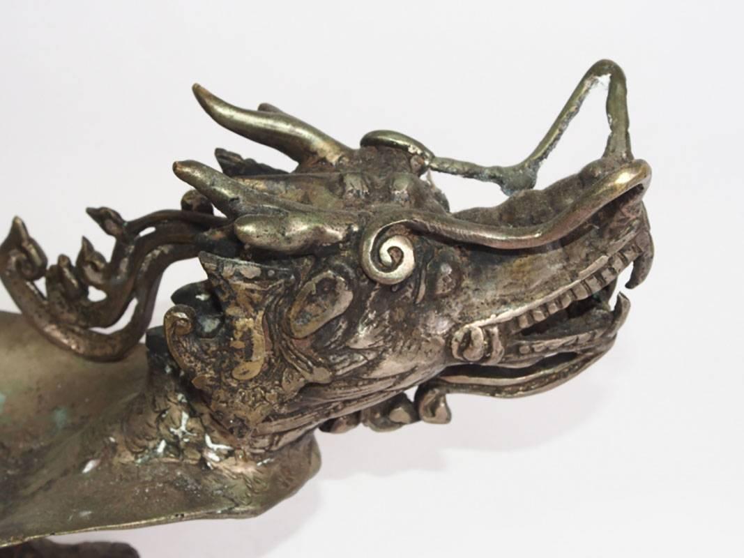 South Asian Brass Figural Dragon Footed Dish In Good Condition In Bridgeport, CT