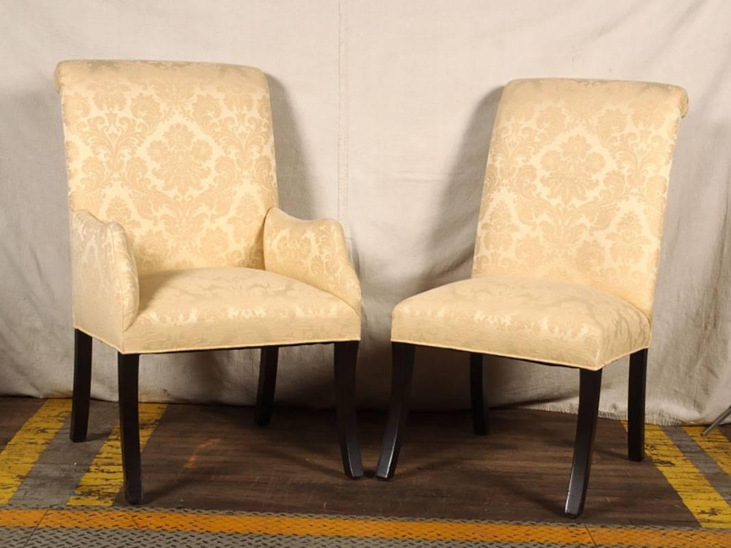 Mid-Century Modern Set of Eight Quality Hollywood Regency Dining Chairs
