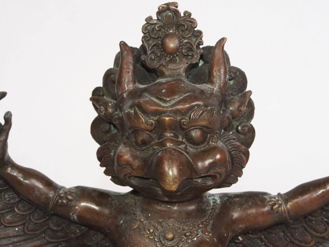 Tibetan Asian Garuda Bronze Deity Figure