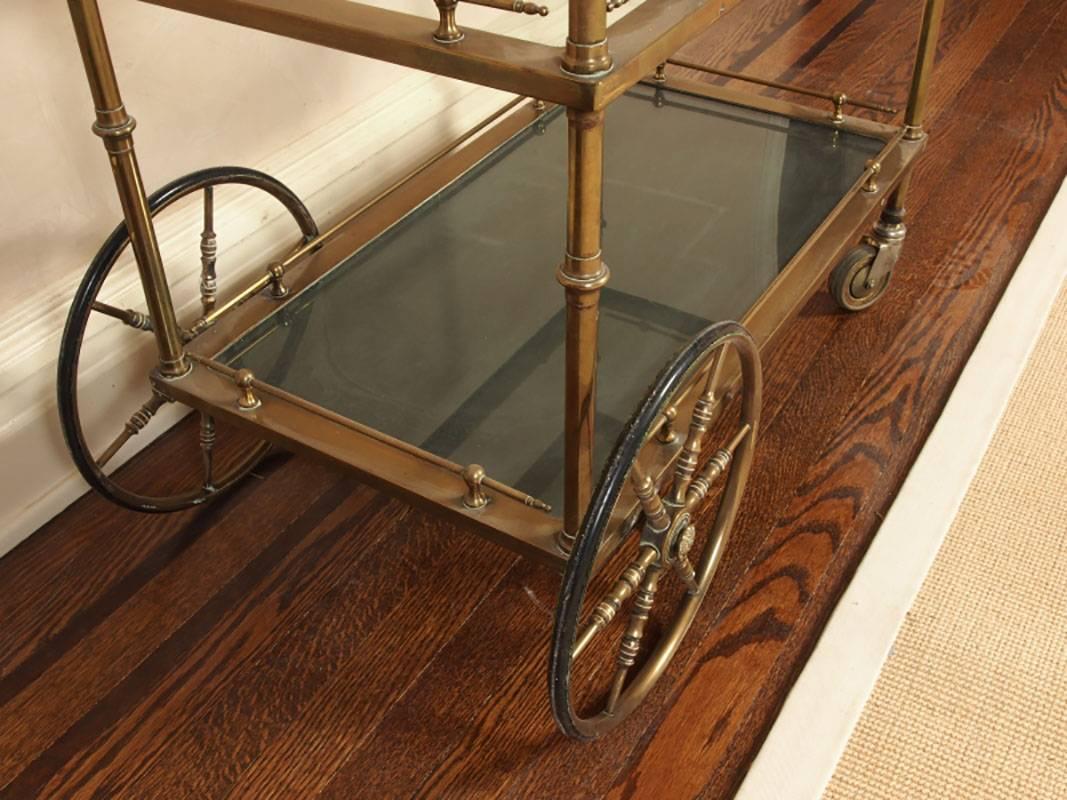 20th Century Mid-Century Brass and Glass Bar Cart