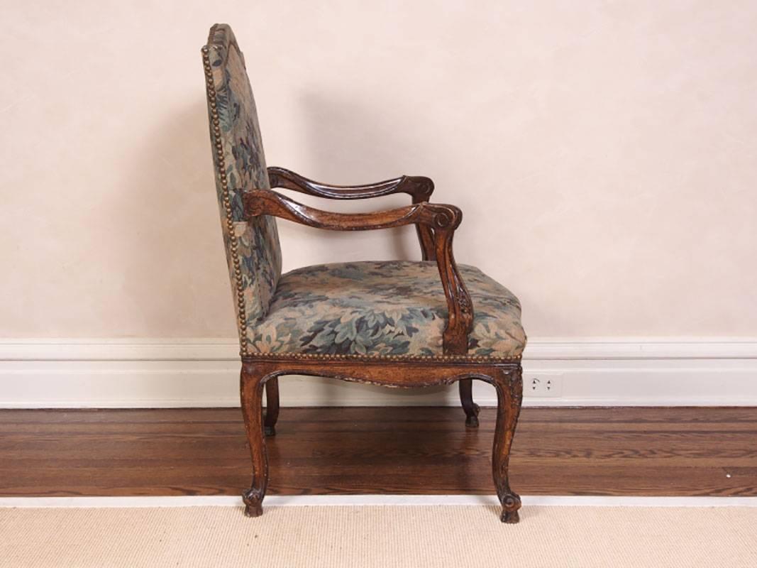 Tapestry Upholstered Fauteuil In Good Condition In Bridgeport, CT