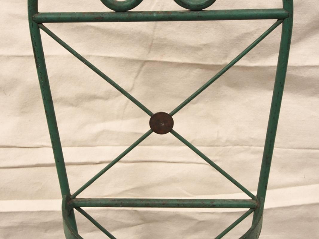 20th Century Antique Green Paint Decorated Iron Umbrella Stand