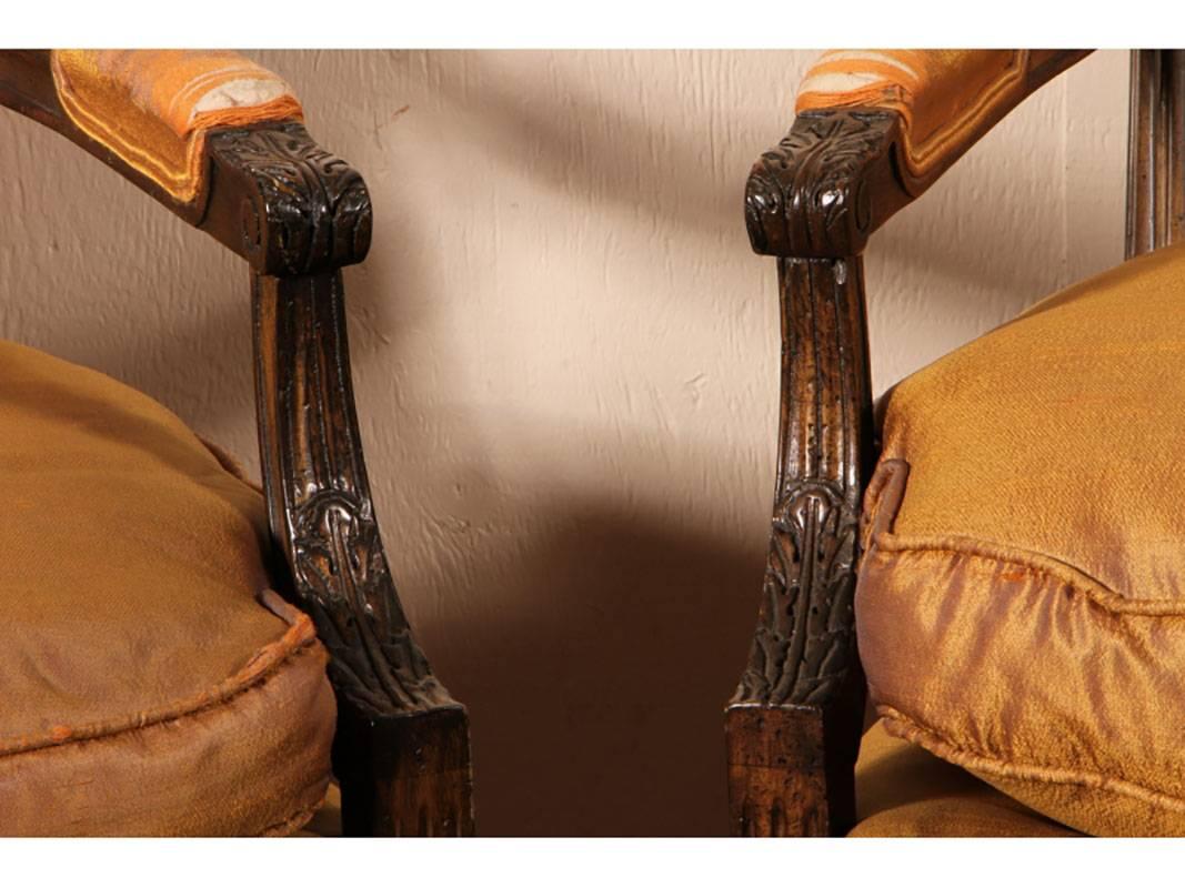 20th Century Pair of Carved Fauteuils in Napoleon III Style