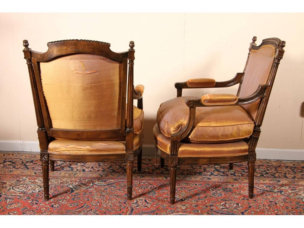 Pair of Carved Fauteuils in Napoleon III Style 1