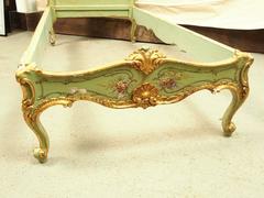 Antique Venetian Gilt and Paint Decorated Bedstead