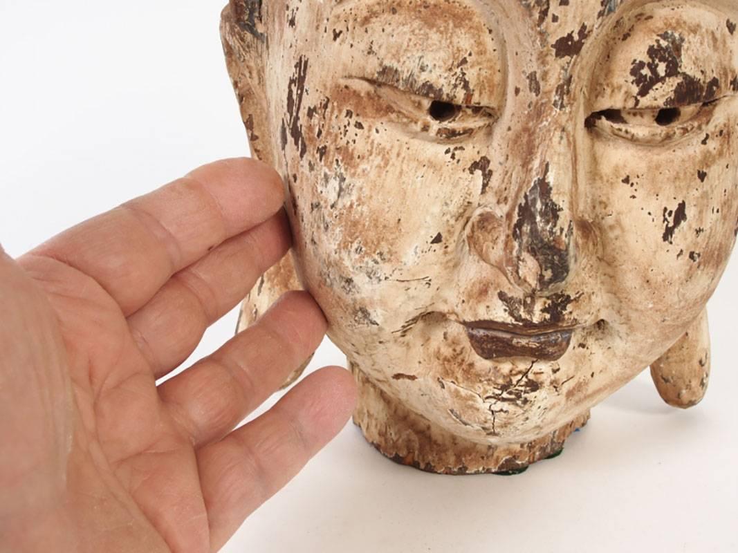 Painted Antique Head of the Buddha