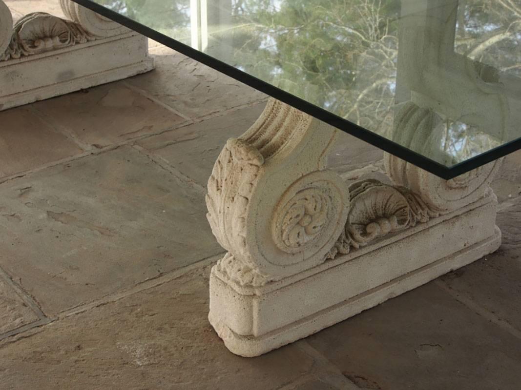 Neoclassical Custom Glass Top Garden Table